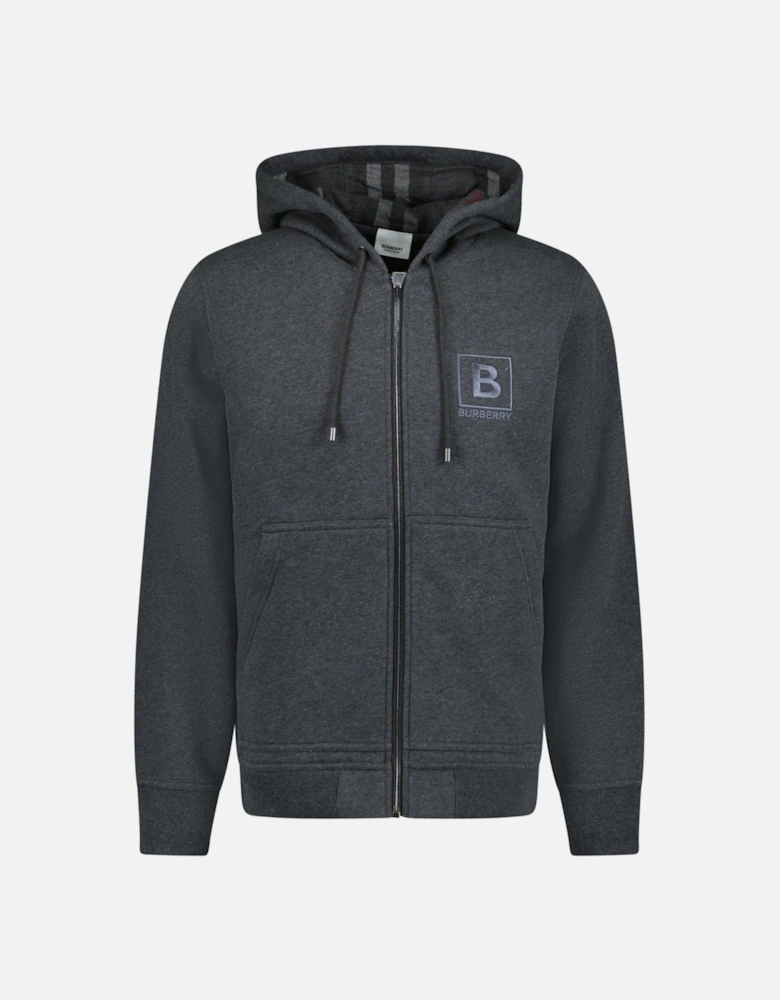 'Fordson' Check Hoodie Sweatshirt Charcoal