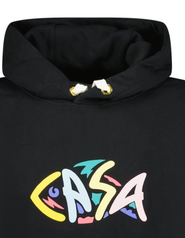 'The Fish Puff' Print Hooded Sweatshirt Black