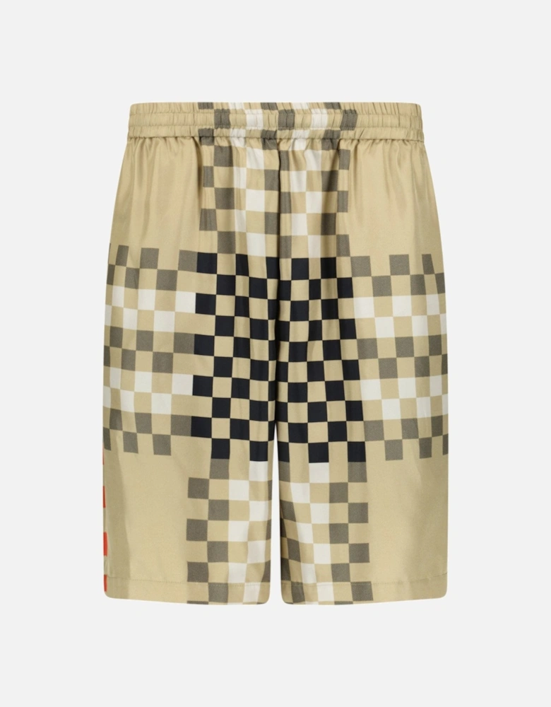 'Bradeston' Silk Pixel Check Shorts Brown