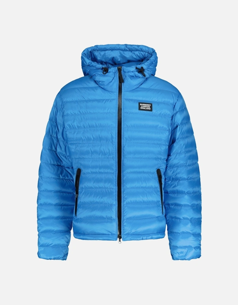 'Mathers' Hooded Down Jacket Cyan Blue