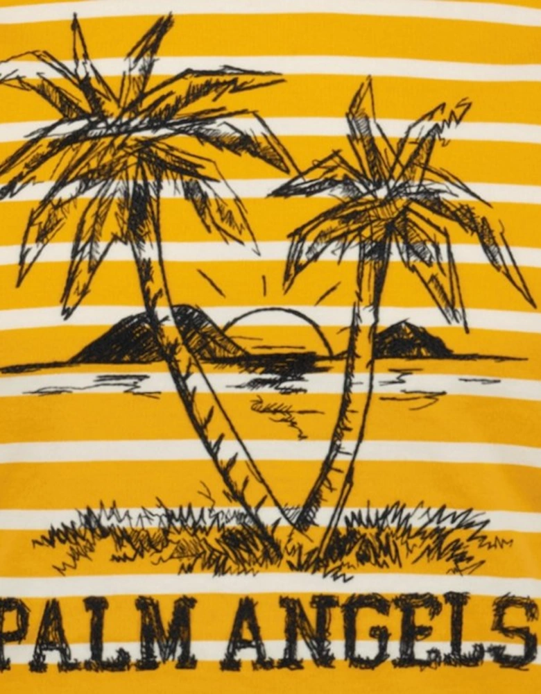 Sunset Palm Stripe T-Shirt Yellow