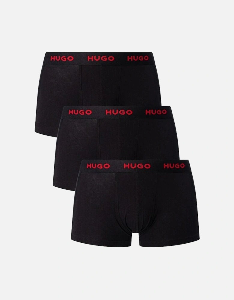 Hugo 3 Pack Cotton Stretch Trunks Black & Red