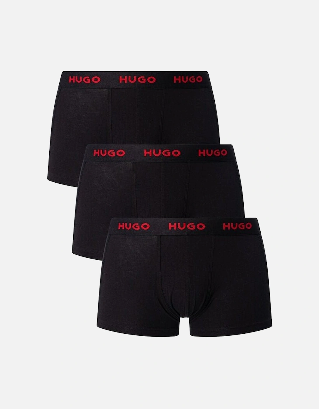 Hugo 3 Pack Cotton Stretch Trunks Black & Red, 5 of 4