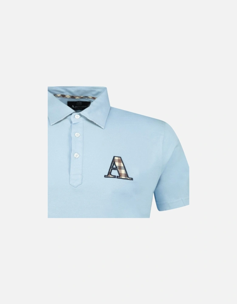 A Check Embroidery Logo T-Shirt Blue