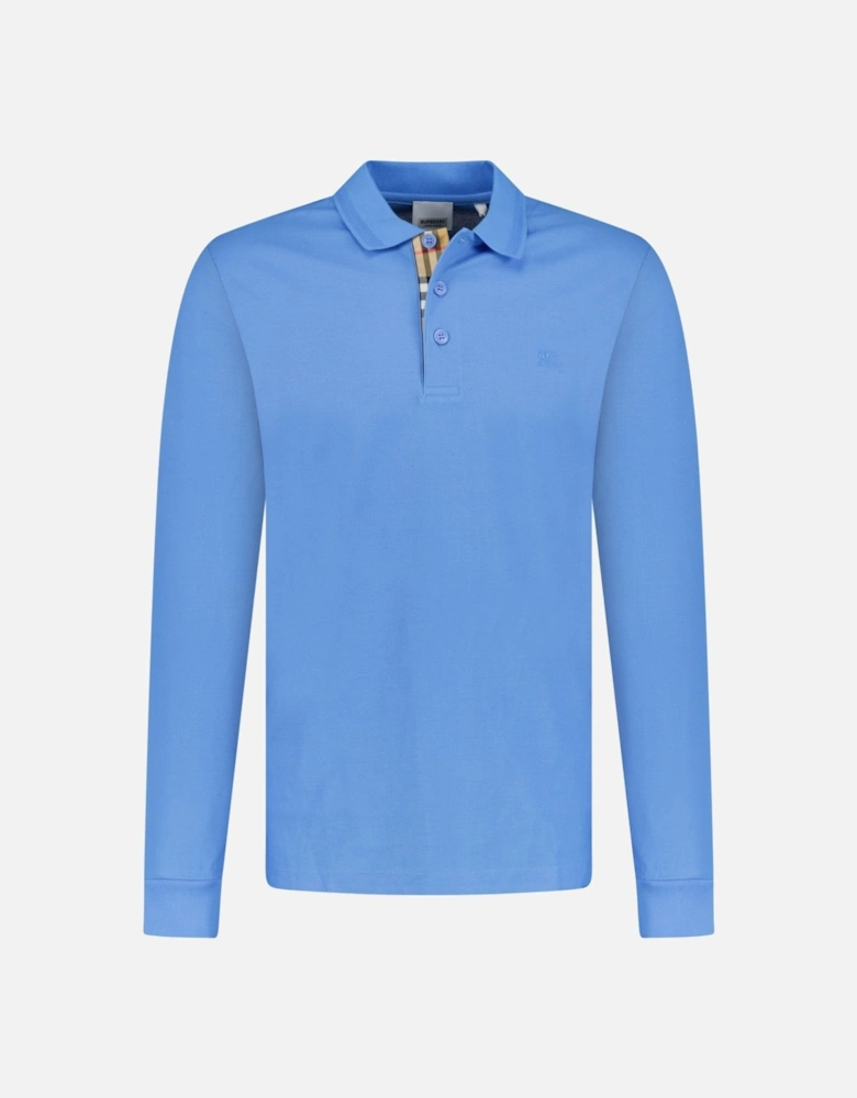 'Eddie' Long Sleeved Polo-Shirt Blue