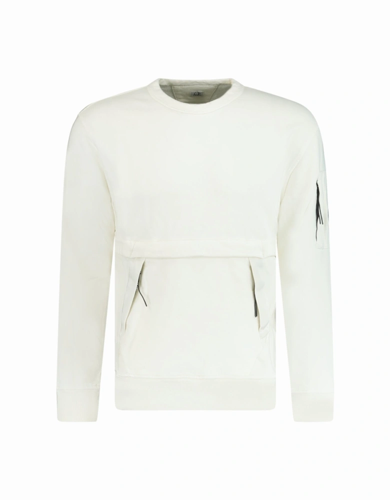 Zip-Pocket Lens Sweatshirt White