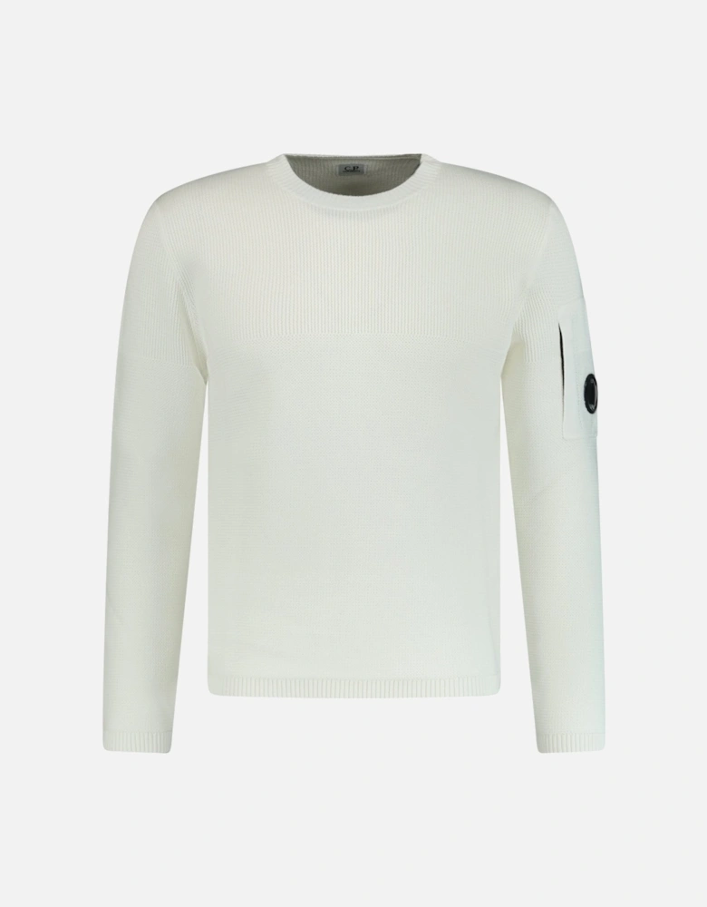 Arm Lens Knitted Sweatshirt White