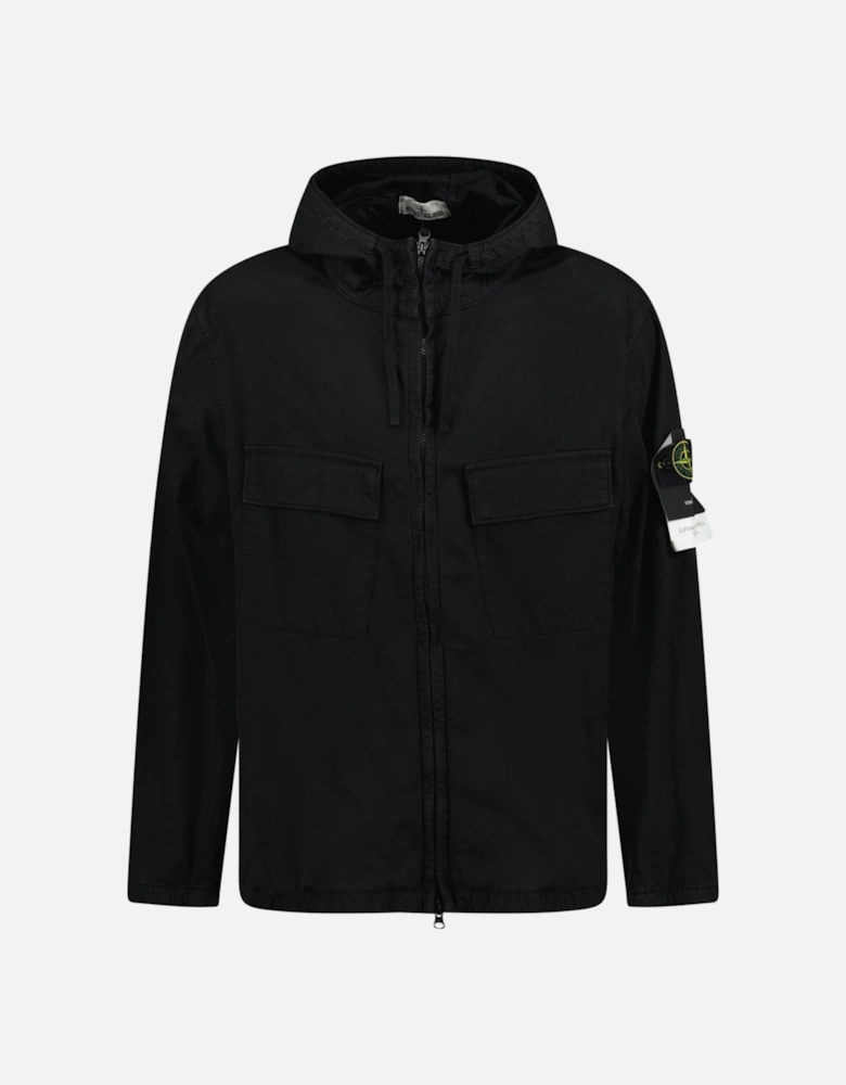 Micro Twill Full Zip Hooded Jacket Black