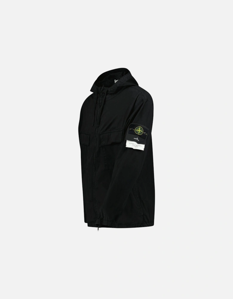 Micro Twill Full Zip Hooded Jacket Black