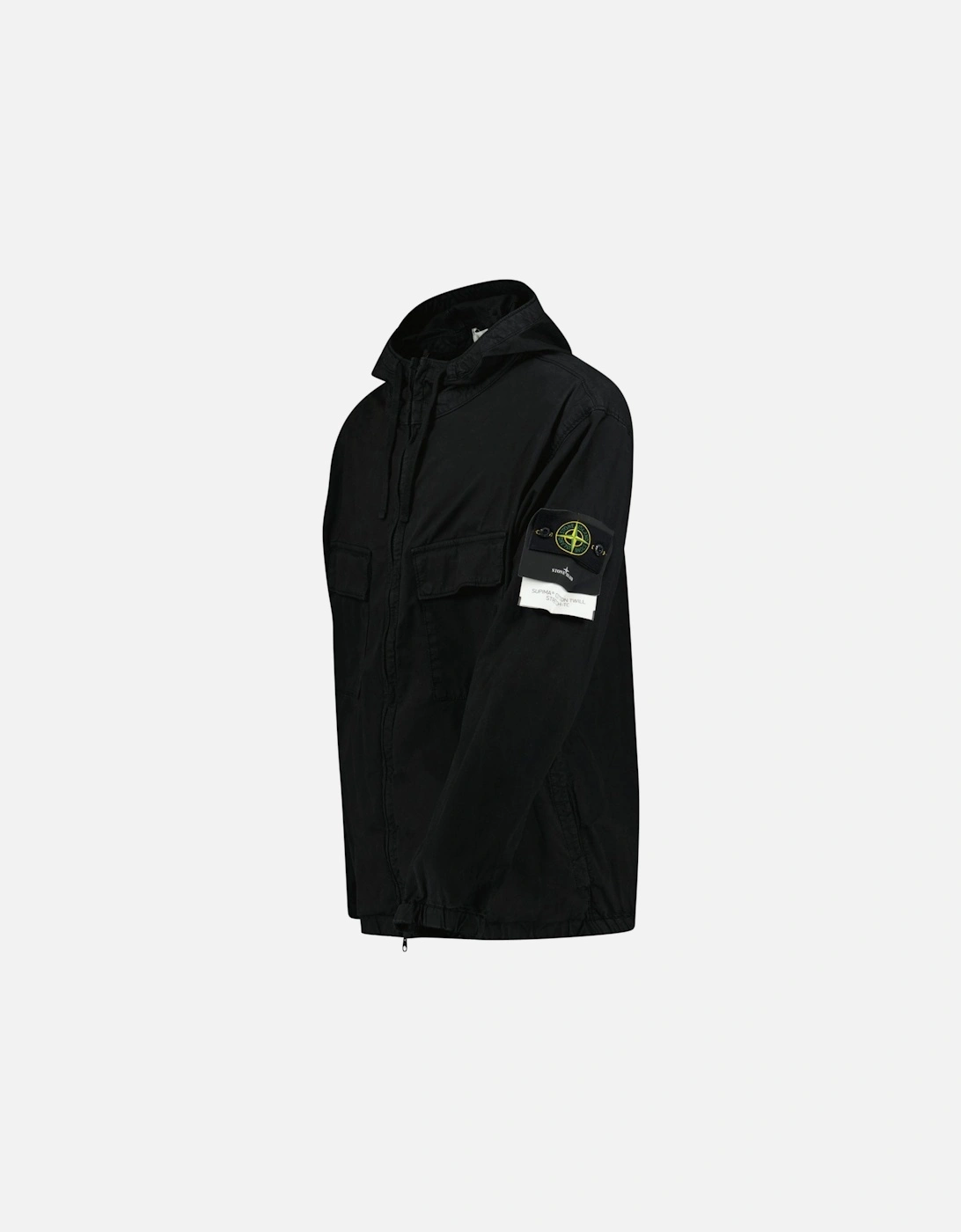 Micro Twill Full Zip Hooded Jacket Black