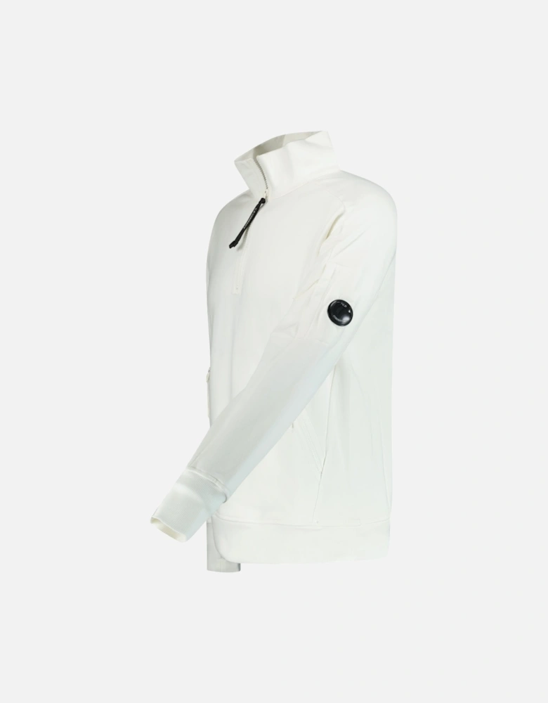 Collar 1/4 Zip Diagonal Raised Fleece White