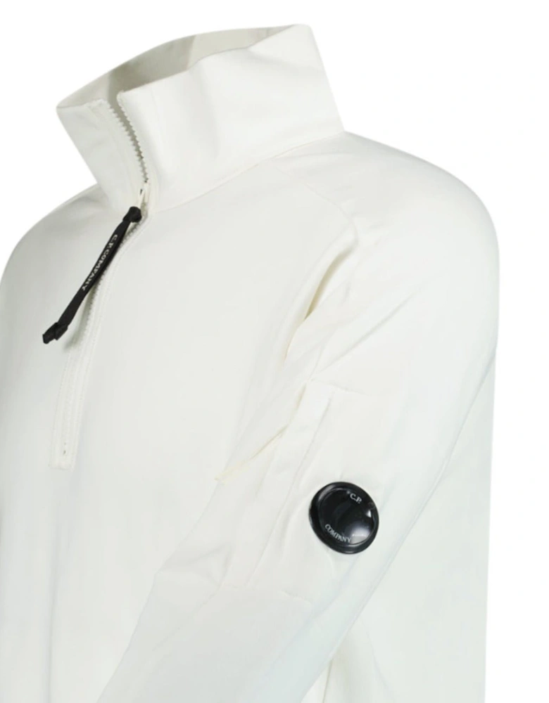 Collar 1/4 Zip Diagonal Raised Fleece White