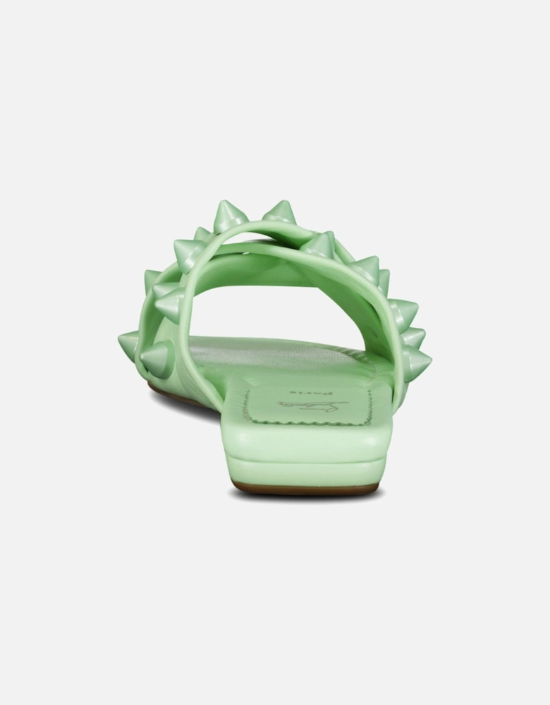 Miss Spika Club Leather Sliders Green