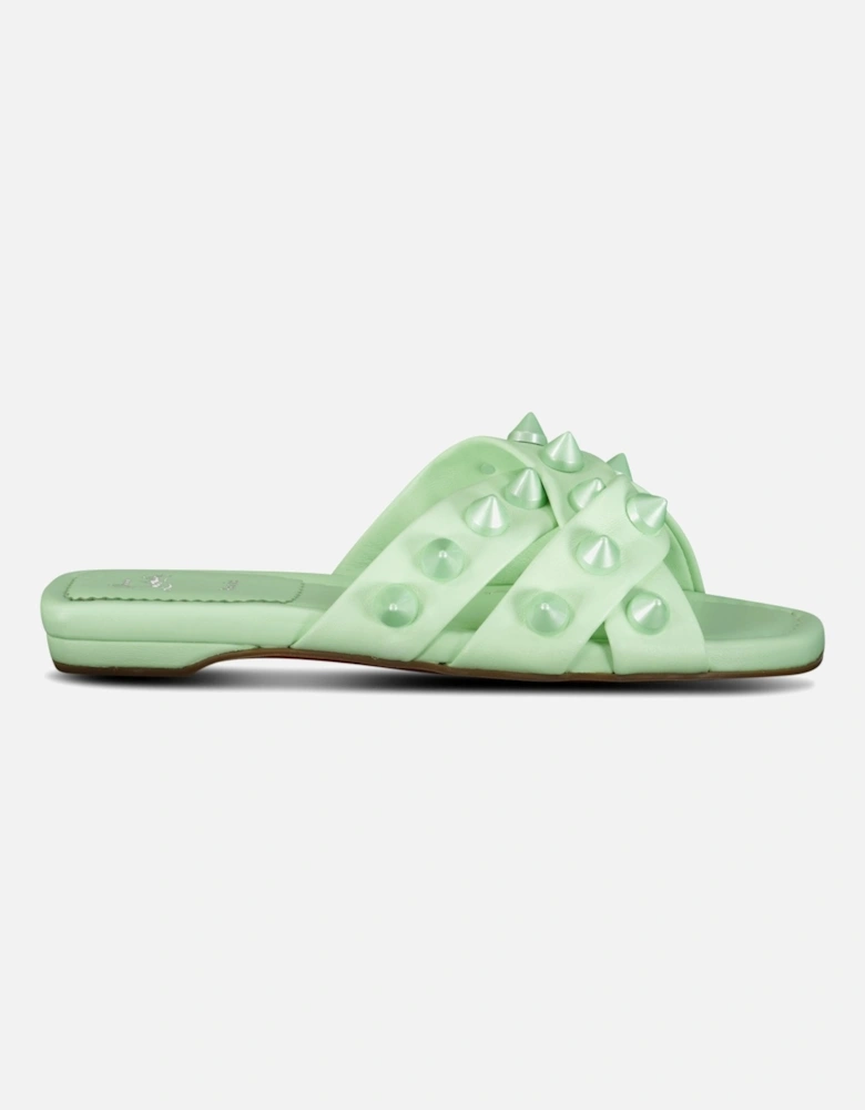 Miss Spika Club Leather Sliders Green