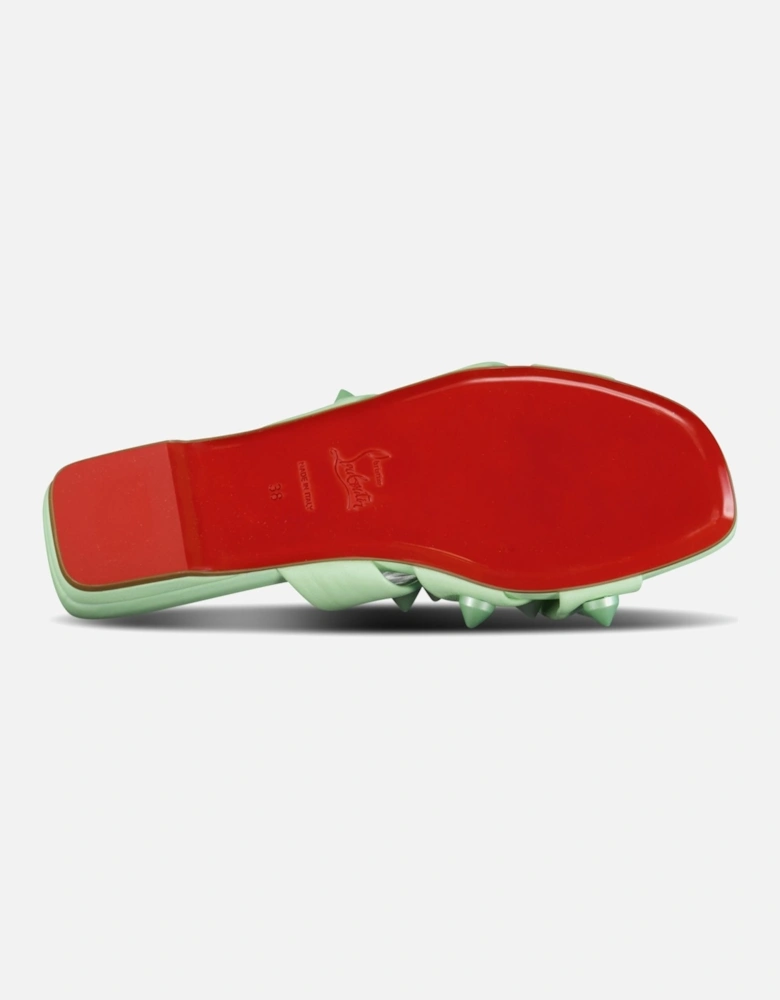 Miss Spika Club Leather Sliders Green