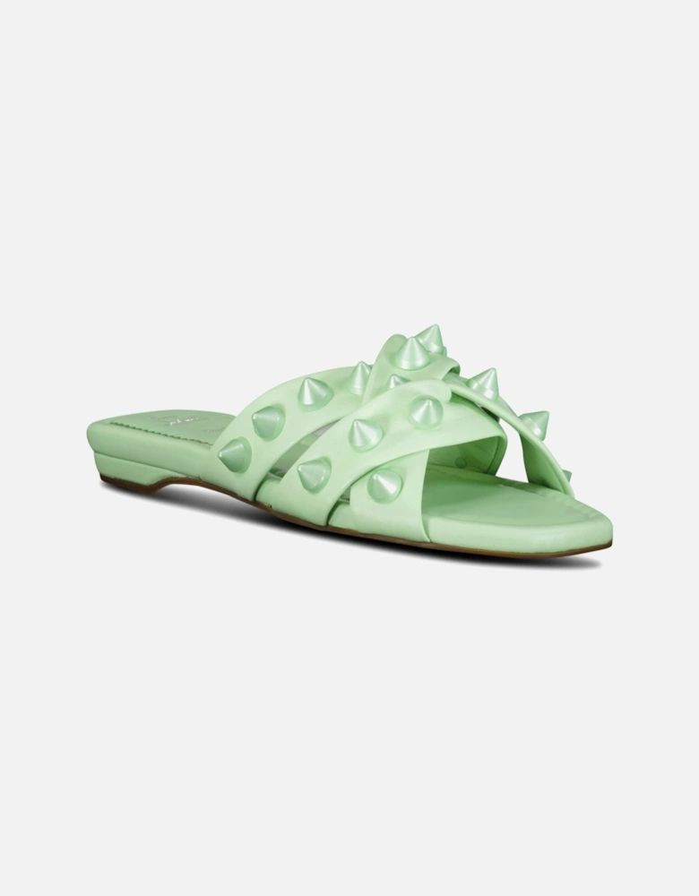 Miss Spika Club Leather Sliders Green