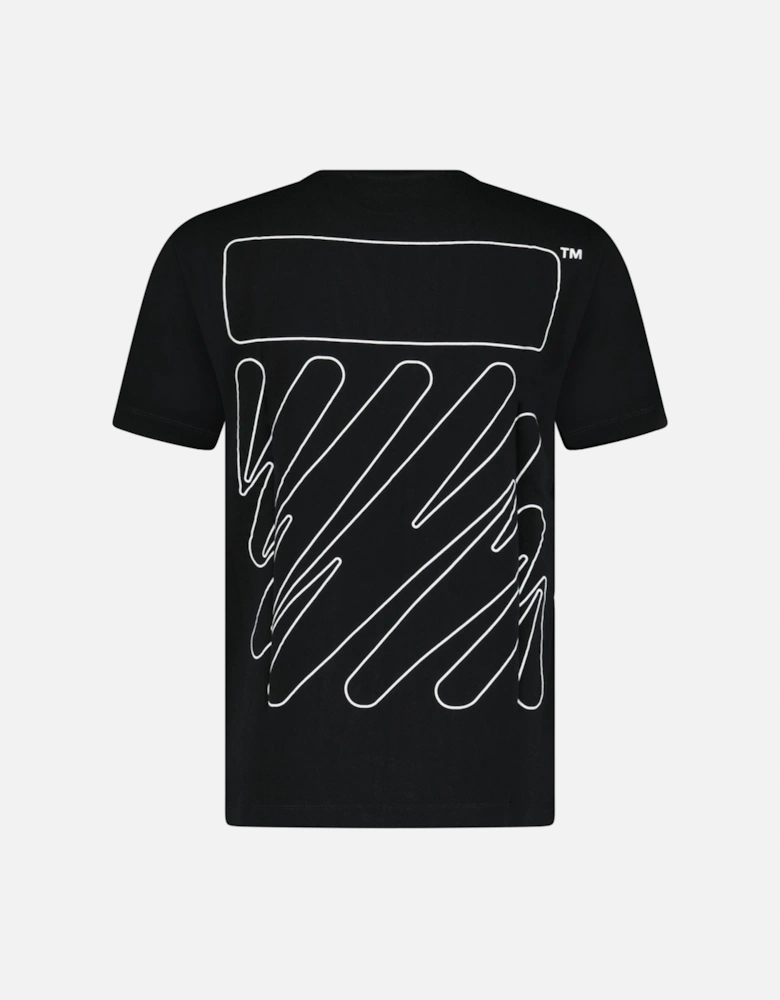 Wave Outline Diagonal Logo T-Shirt Black