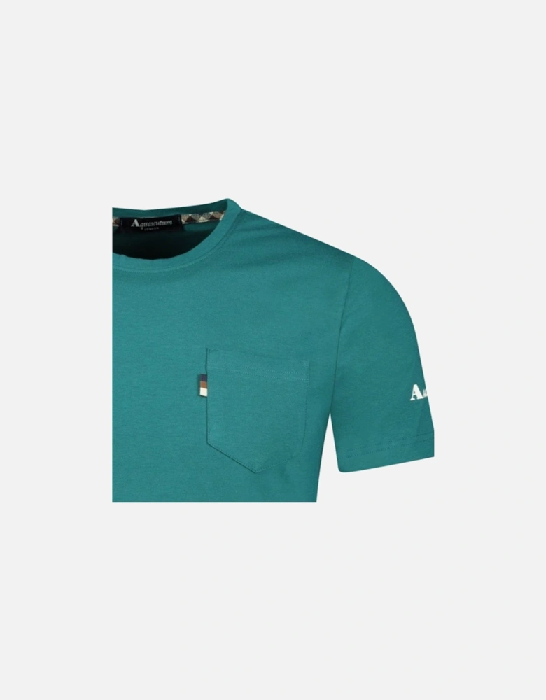 Check Logo Pocket T-Shirt Teal