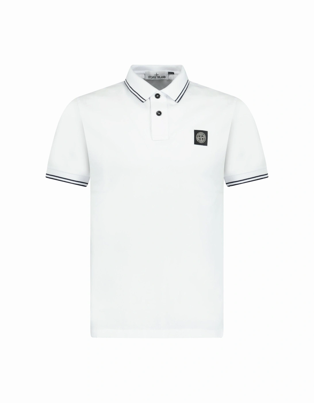 Men's Stone Island Stripe Collar Polo T-Shirt Slim Fit White - Size: 36