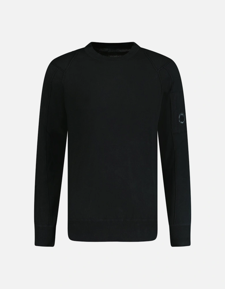 Knitted Cotton Lens Sweatshirt Black