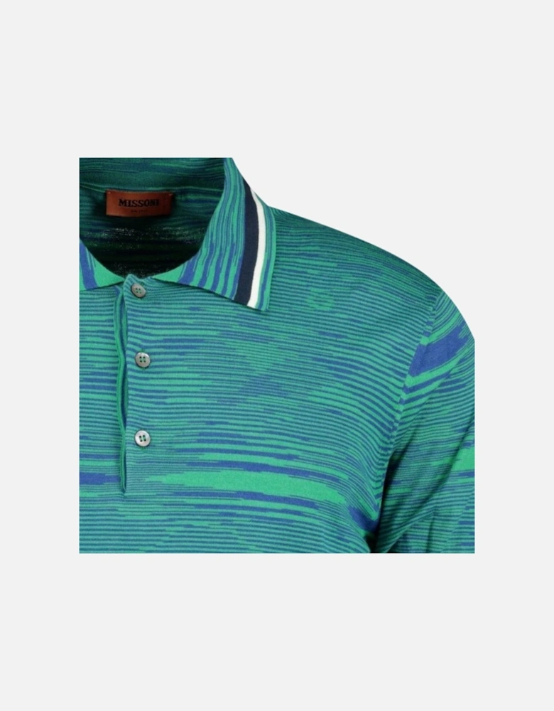 Short Sleeve Knitted Collar Neck Polo T-Shirt Teal