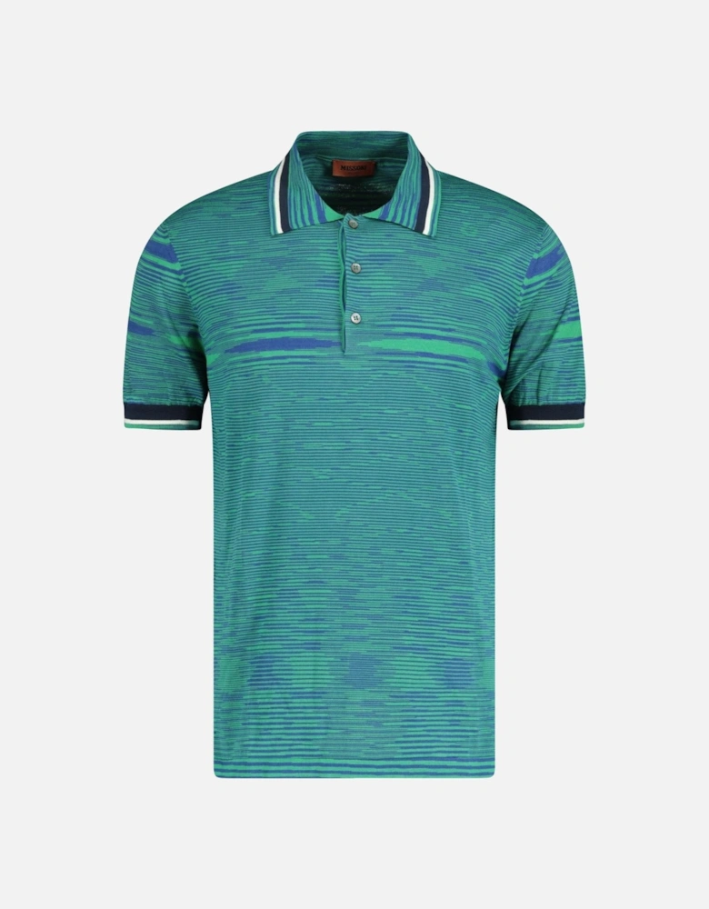 Short Sleeve Knitted Collar Neck Polo T-Shirt Teal