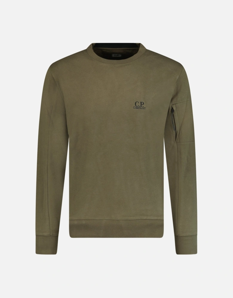 Stitched Logo Crewneck Sweatshirt Khaki