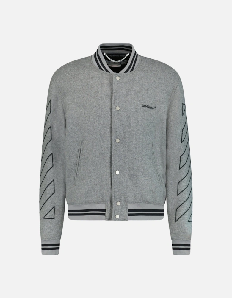 Diagonal Outline Varsity Jacket Grey