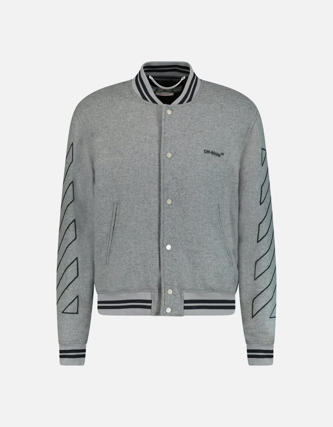 Diagonal Outline Varsity Jacket Grey, 4 of 3