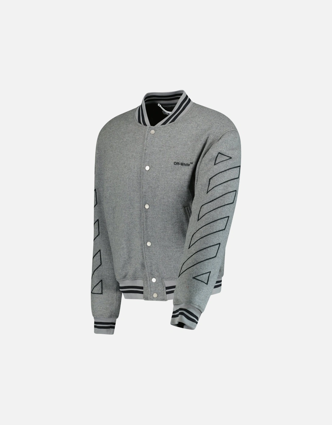 Diagonal Outline Varsity Jacket Grey