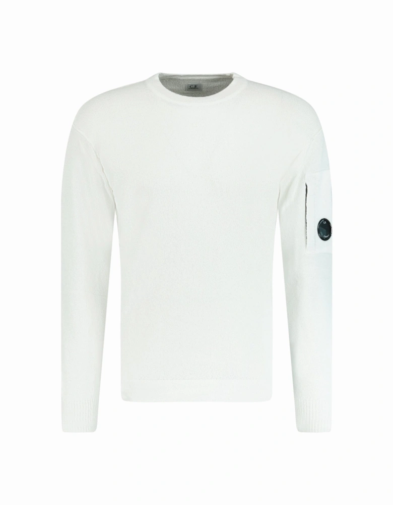 Sponge Knit Arm Lens Sweatshirt White