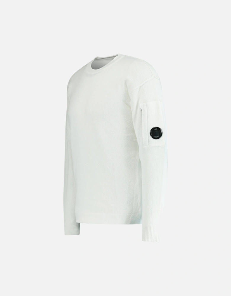 Sponge Knit Arm Lens Sweatshirt White