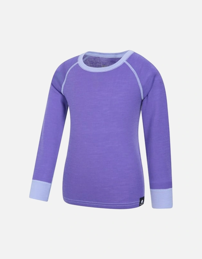 Childrens/Kids Merino II Contrast Round Neck Base Layer Top