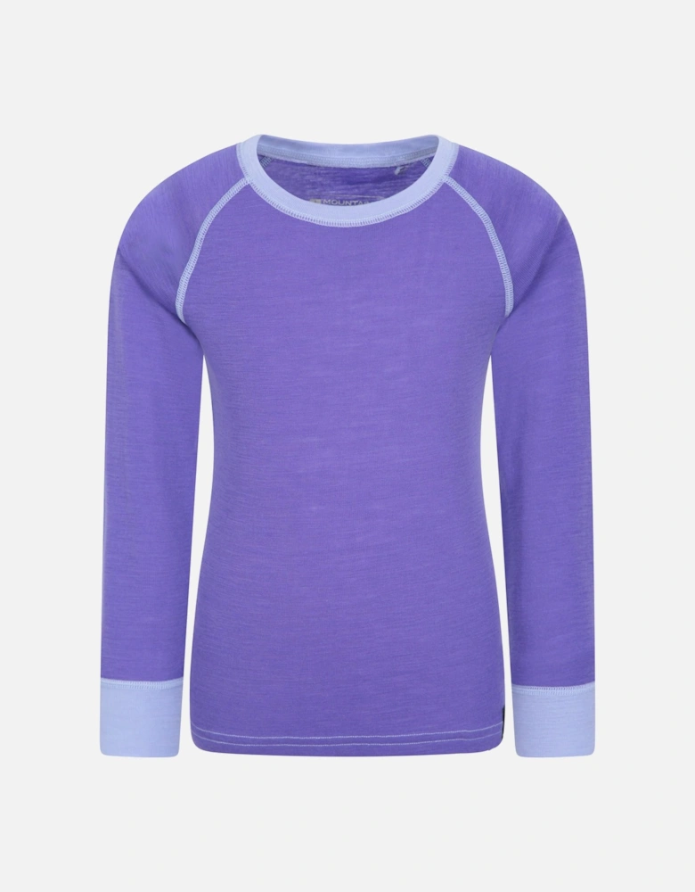 Childrens/Kids Merino II Contrast Round Neck Base Layer Top