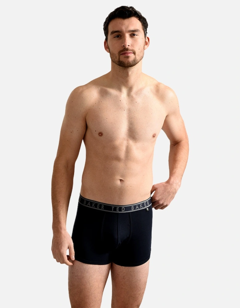 3-Pack Contrast Waistband Boxer Trunks, Grey/Black/Multi