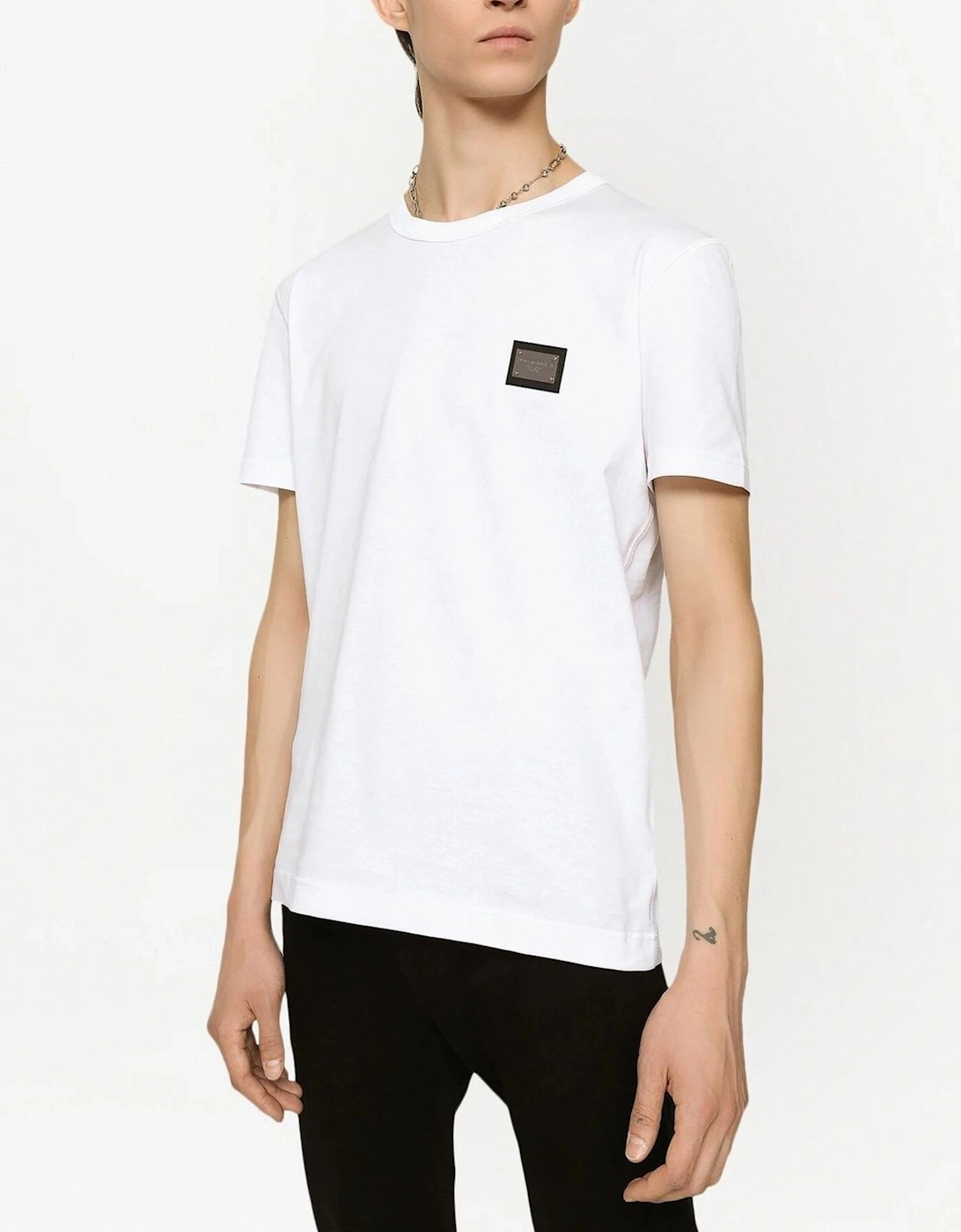 Silver Plaque Logo T-Shirt in White