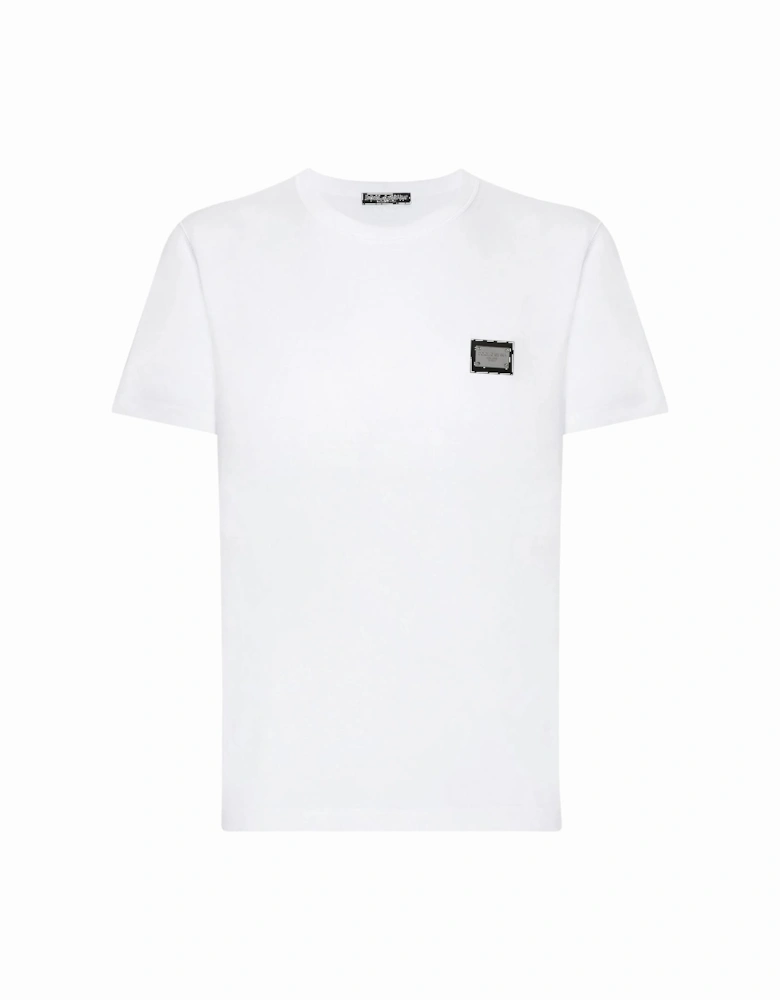 Silver Plaque Logo T-Shirt in White