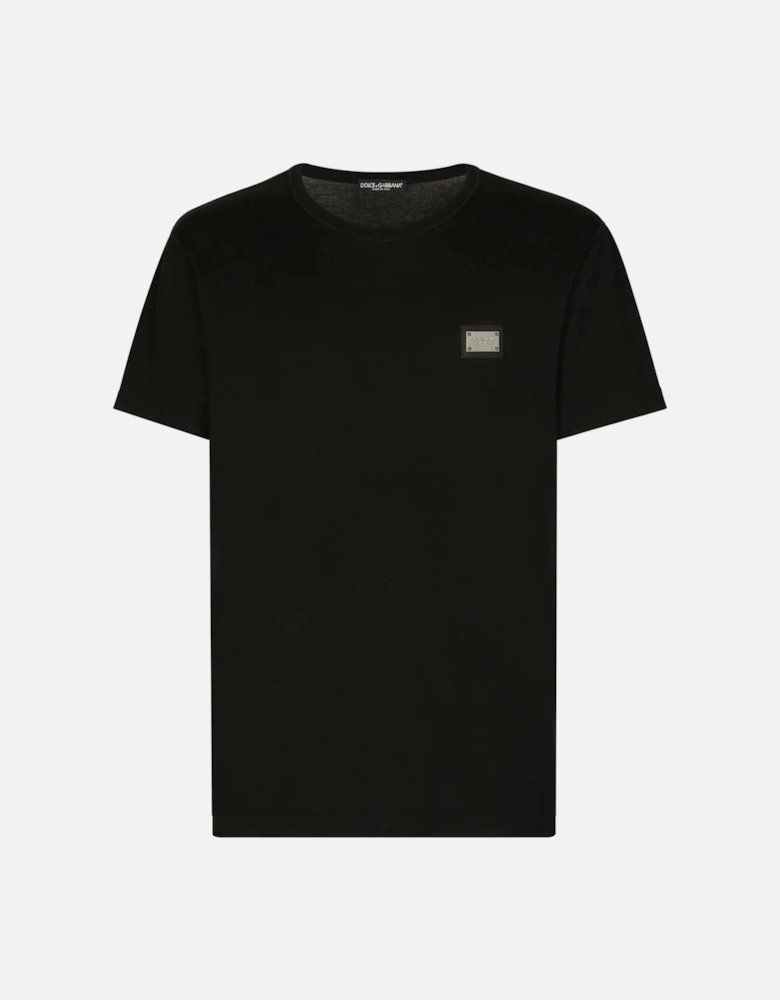 Silver Plaque Logo T-Shirt in Black