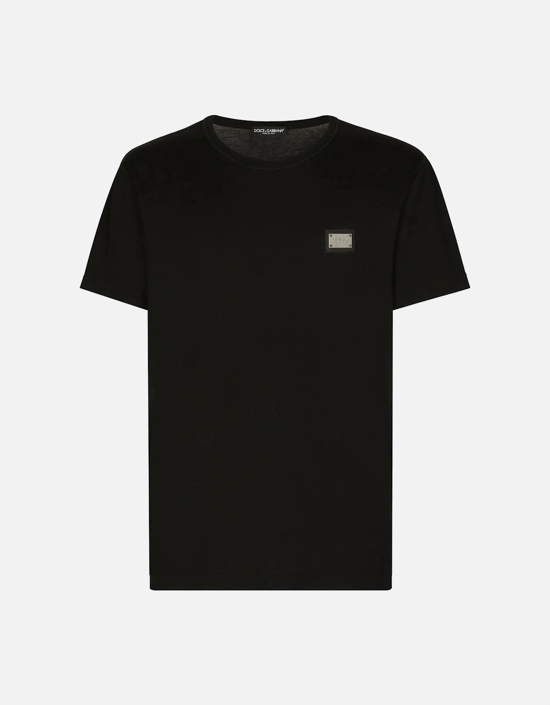 Men's Dolce & Gabbana Silver Plaque Logo T-Shirt in Black - Size: 42