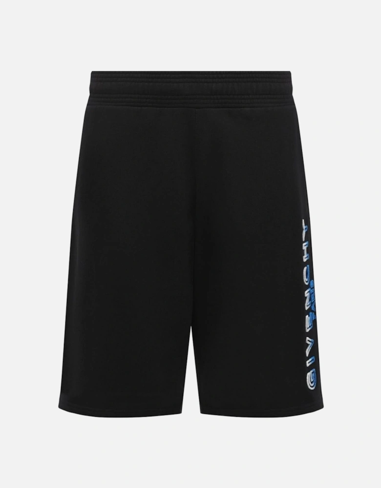 Paris Gradient Logo Embroidered Sweat Shorts in Black