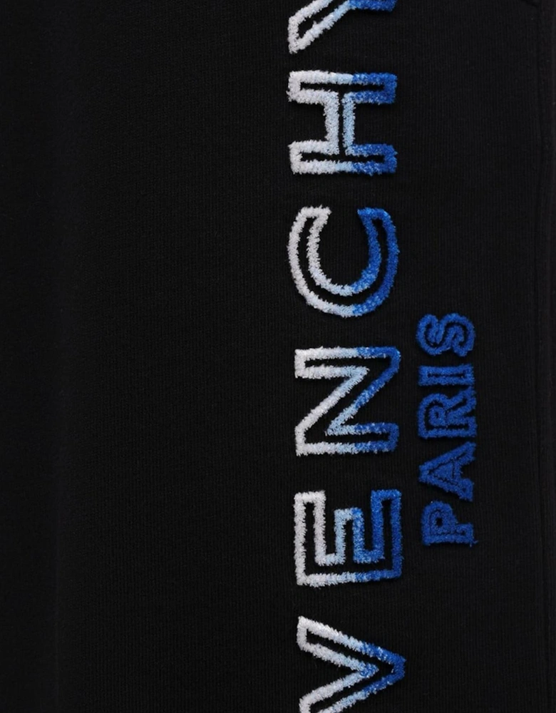 Paris Gradient Logo Embroidered Sweat Shorts in Black