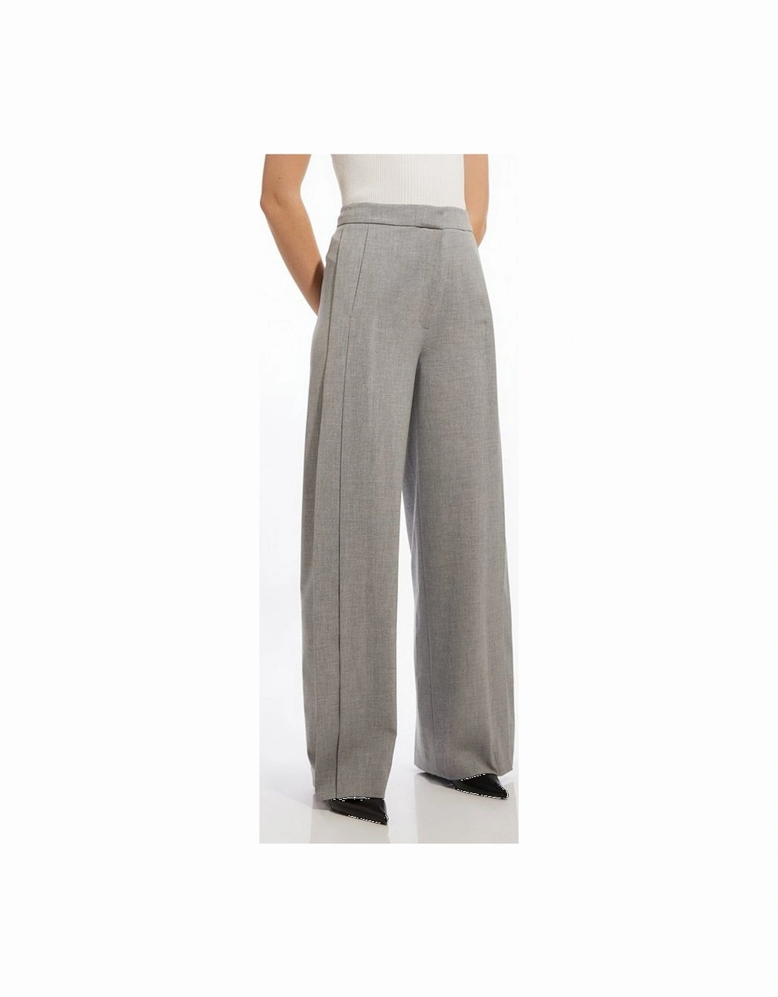 Tailored Panelled Wide Leg Trousers