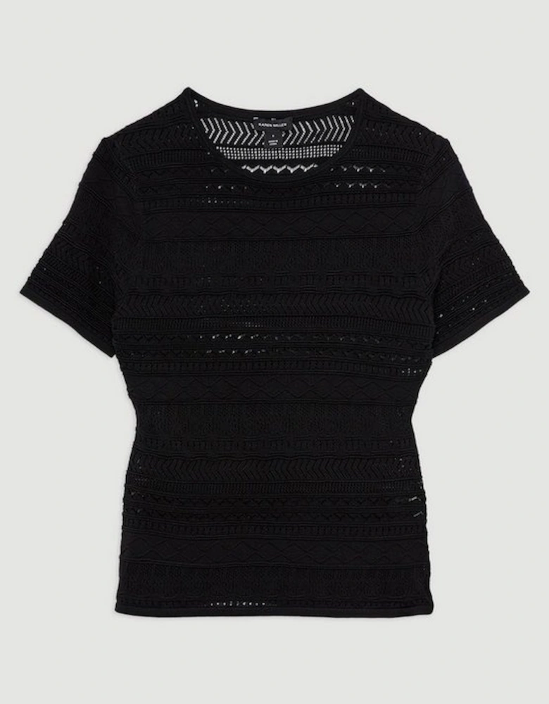 Pointelle Knit Racer Tee