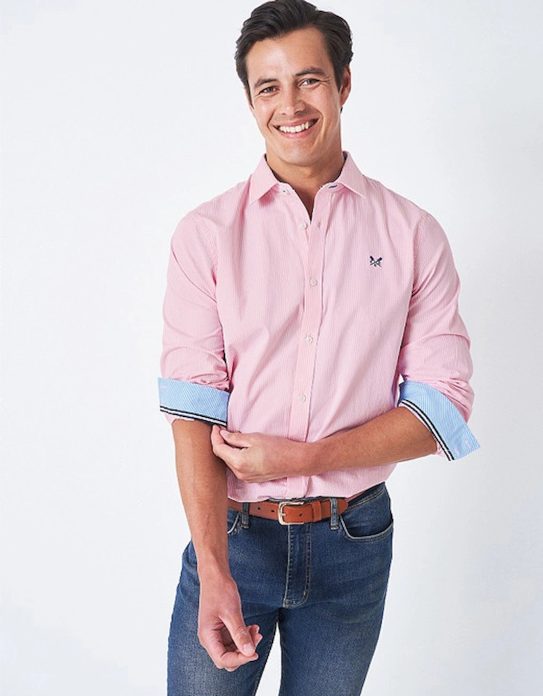 Men's Micro Stripe Classic Fit Cotton Shirt Pink