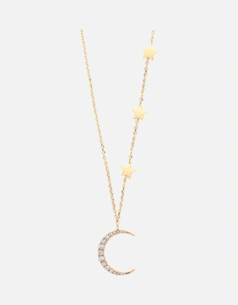 Moon and Stars Necklace Gold Plated