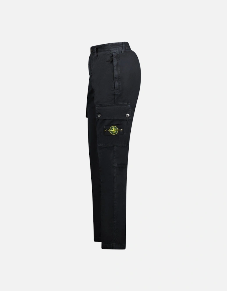 Badge Cotton Cargo Trousers Black