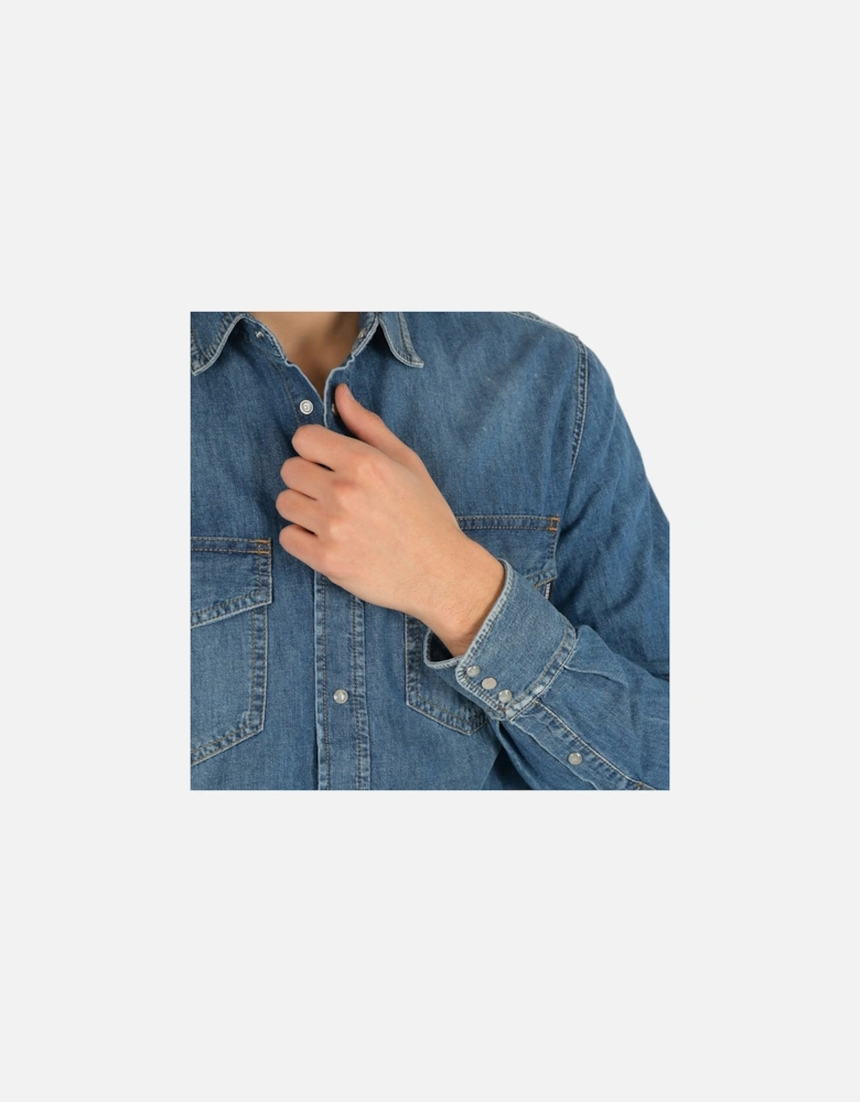 DIESEL D-ROOKE Mens Denim Shirt Long Sleeve Vintage Button Down Jeans Shirts L