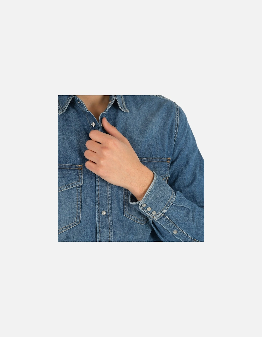 DIESEL D-ROOKE Mens Denim Shirt Long Sleeve Vintage Button Down Jeans Shirts L