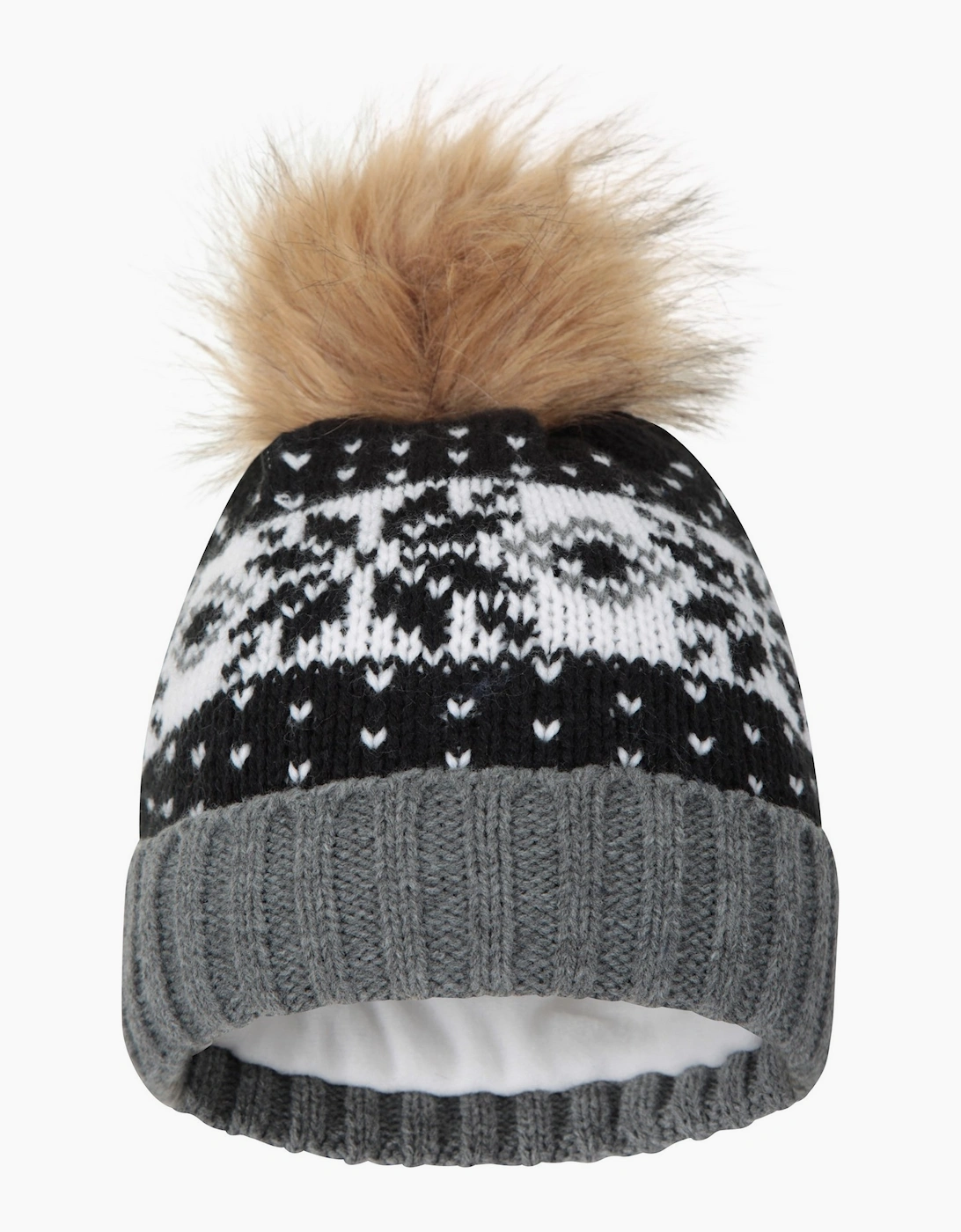 Mountain Warehouse Women's Black / Fair Isle Pom Pom Beanie - Size: One Size