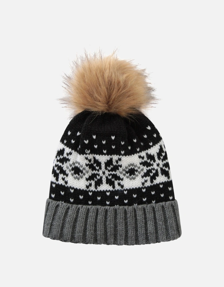 Womens/Ladies Fair Isle Pom Pom Beanie